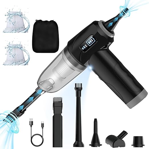 Car Vacuum Wireless | Cordless Vacuum Cleaner with High Suction |3 in 1 Vacuum with Portable Rechargeable Long Endurance, Type C Charging Mini Cleaner for Car, Home, Office, Pet