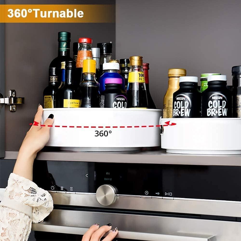 Multi-Purpose 360� Rotating Organizer Tray Use for Spice Rack, Cosmetic Organizer and Many more (Off-White Cream)